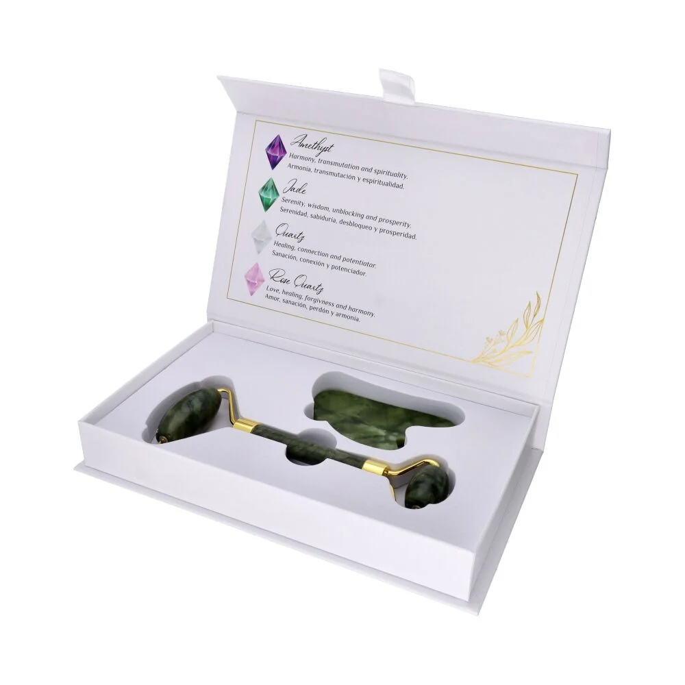 Conjunto de massajadores de Jade com roller facial e Gua Sha - Image 2