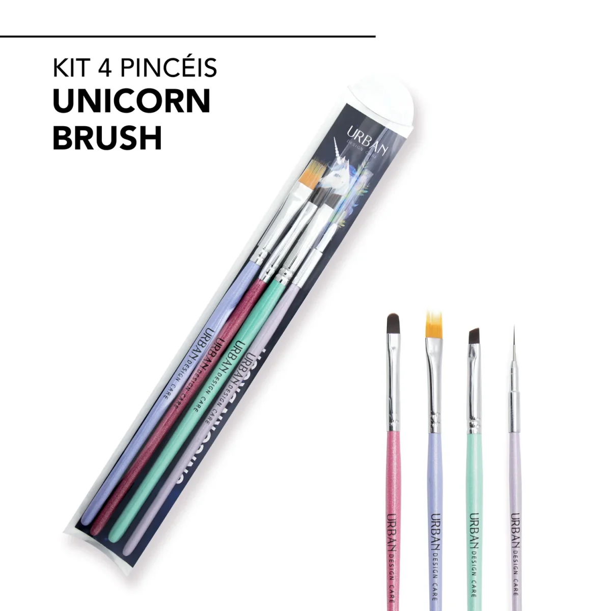 Kit 4 Pincéis Unicorn Brush