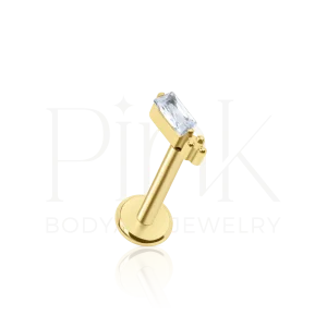 Labret Mini Retangulo Zirconia Gold RI