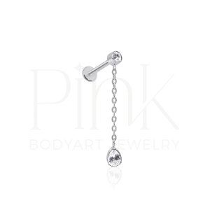 Labret Pendente Corrente Zirconia Pear RI