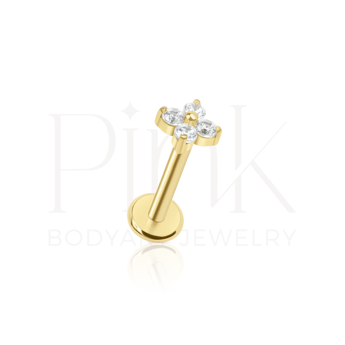 Labret Mini Flor Petalas Zirconia Gold PP - Image 2