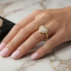 Anel Coração Micro Zircônia Dourado 17 – (RR04)