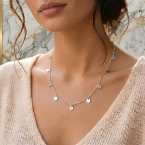 Colar Chapas Redondas Lisas Ródio Branco – (RR76)