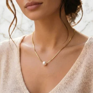 Colar Pérola Dourado – (RR85) Fino Toque