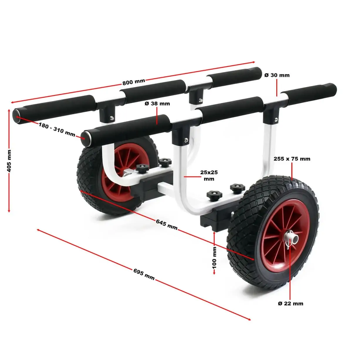 Carrinho Transporte Alumínio ajustável com rodas 25,5cm PU - Image 3